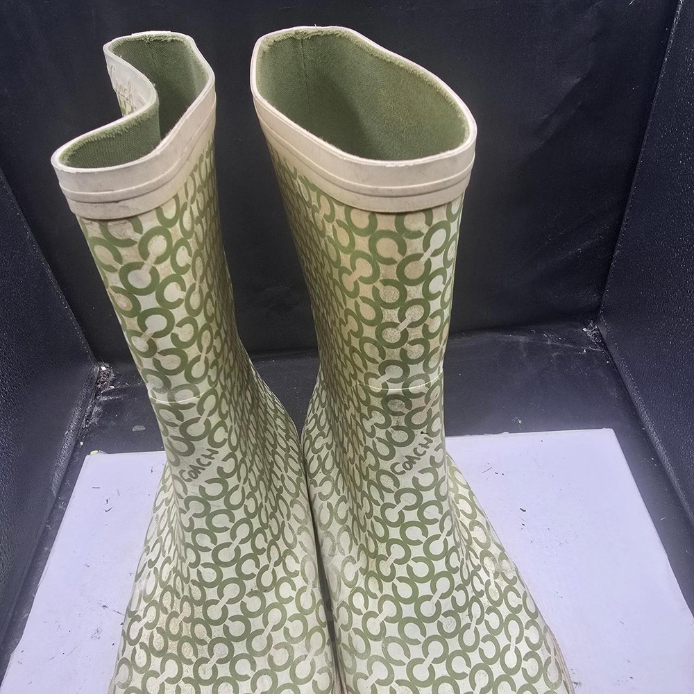 Green Coach rain boots